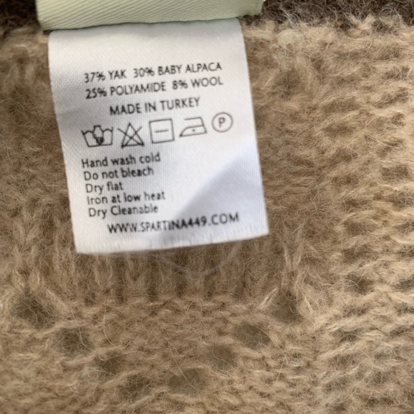 Vintage Spartina 449 Beige Brown Yak Alpaca Knit Button Cardigan Sweater - Picture 3 of 3
